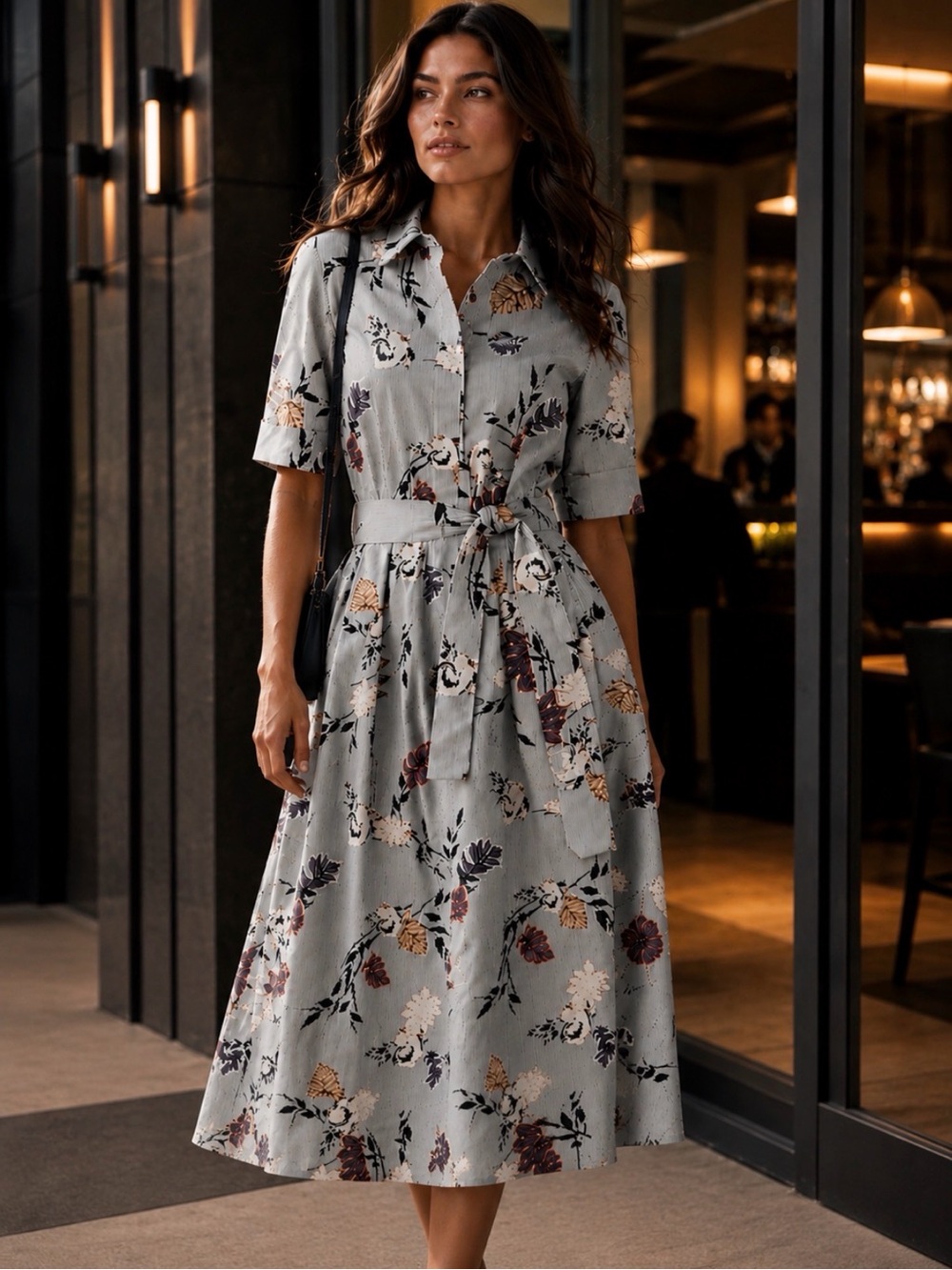 REVOLVE Lafayette 148 Eleni Floral Stripe Belted Shirt Dress Size Large - Picture 10 of 11